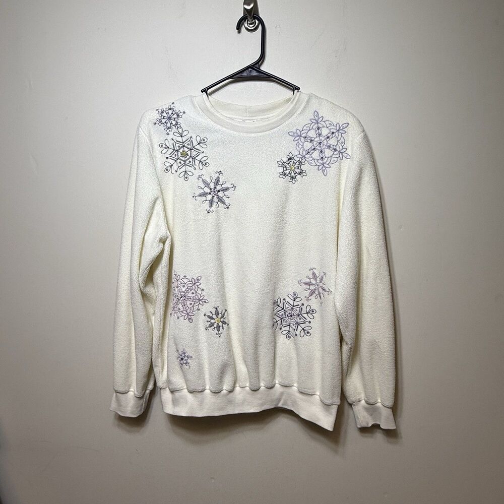 Vintage Women's Alfred Dunner Snowflake Knit Sweater M Grandma Grannycore - Picture 2 of 8
